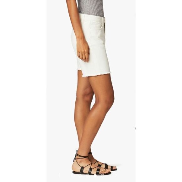 JOE’S Shorts Jean High Rise Honey Curvy Bermuda Stretch Denim White Size 27 - Picture 3 of 9